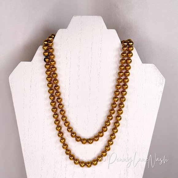 Vintage Jewelry - Vintage Double-Strand Gold Pearl Necklace